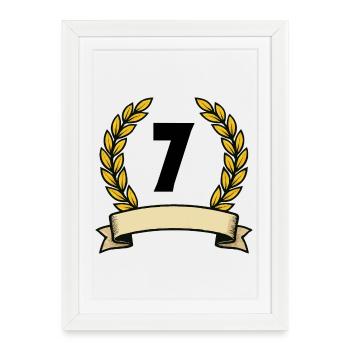 Couronne de laurier dorée numéro 7 - Affiche encadrée (27 × 37 cm) - blanc - Devant