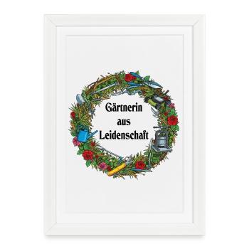 Garden Tool Wreath Pattern - Framed poster (27 × 37 cm) - white - Front