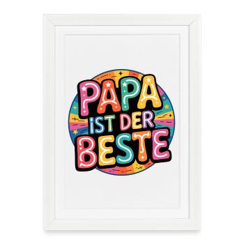 PAPA EST LE MEILLEUR - Affiche encadrée (27 × 37 cm) - blanc - Devant