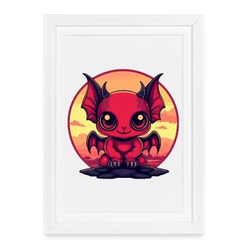 Red Demon Leprechaun in the Evening - Framed poster (27 × 37 cm) - white - Front