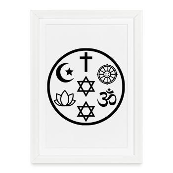 Symbole interreligieux de paix | Religions - Affiche encadrée (27 × 37 cm) - blanc - Devant