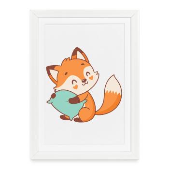 Renard Câlin Pastel - Affiche encadrée (27 × 37 cm) - blanc - Devant