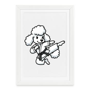 Karate Poodle Martial Arts Dog Self Defense - Framed poster (27 × 37 cm) - white - Front