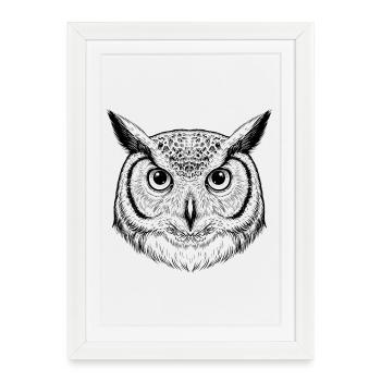 Hibou - Affiche encadrée (27 × 37 cm) - blanc - Devant