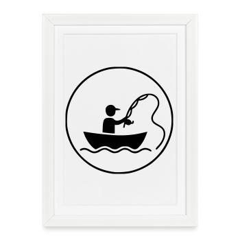 Fishing & Fishing | Petri Heil Hobby Logo - Framed poster (27 × 37 cm) - white - Front