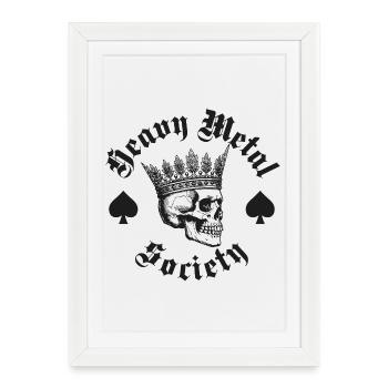 Heavy Metal Society avec conception de crâne de couronne - Affiche encadrée (27 × 37 cm) - blanc - Devant