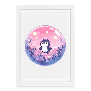 Pastel penguin in the cloud forest - Framed poster (27 × 37 cm) - white - Front