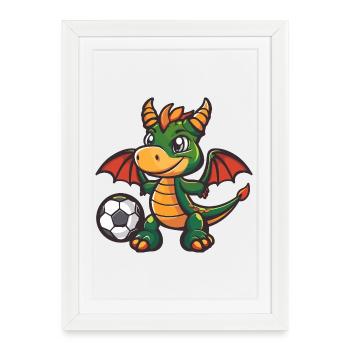 Dragon with ball - Framed poster (27 × 37 cm) - white - Front