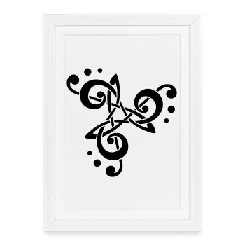 musical note in triskelion - Framed poster (27 × 37 cm) - white - Front