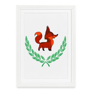 Renard en couronne de laurier - Affiche encadrée (27 × 37 cm) - blanc - Devant