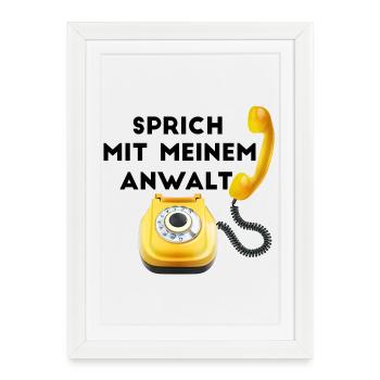Téléphone rétro jaune - Affiche encadrée (27 × 37 cm) - blanc - Devant