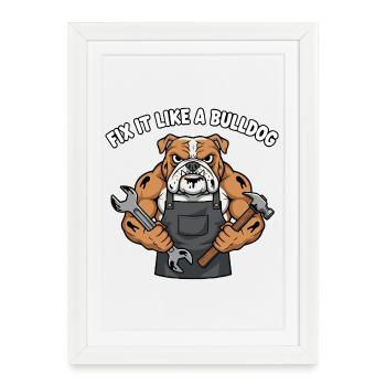 Bulldog Repair Hero Shirt Design - Framed poster (27 × 37 cm) - white - Front