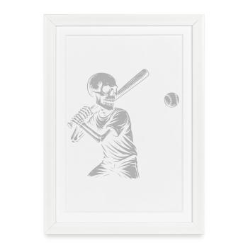 Frappe au baseball squelette - Affiche encadrée (27 × 37 cm) - blanc - Devant