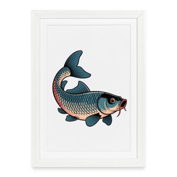 Carp in the midnight blue - Framed poster (27 × 37 cm) - white - Front