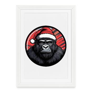 Gorilla Santa Festive Night - Framed poster (27 × 37 cm) - white - Front