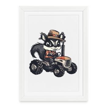 Éleveur de tracteurs moufettes - Affiche encadrée (27 × 37 cm) - blanc - Devant