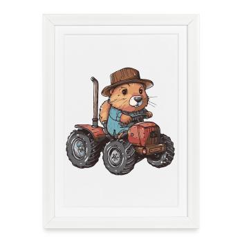 Éleveur de tracteurs de castor - Affiche encadrée (27 × 37 cm) - blanc - Devant