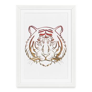 Orange chromé chrome tigre métallique - Affiche encadrée (27 × 37 cm) - blanc - Devant