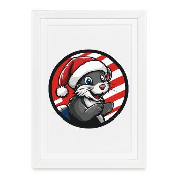 Christmas bunny in the Karomotiv - Framed poster (27 × 37 cm) - white - Front
