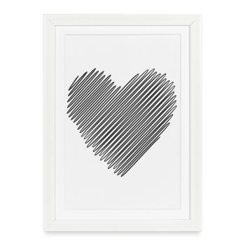 Heart of diagonal lines - Framed poster (27 × 37 cm) - white - Front