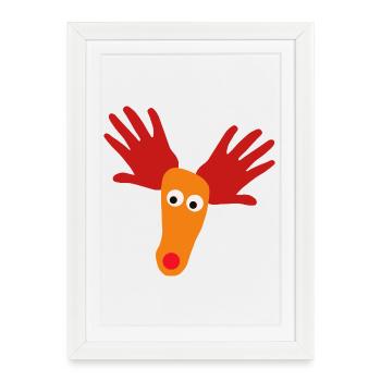 Tête de renne avec museau orange - Affiche encadrée (27 × 37 cm) - blanc - Devant