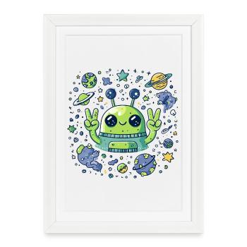 Signe de paix extraterrestre galactique - Affiche encadrée (27 × 37 cm) - blanc - Devant