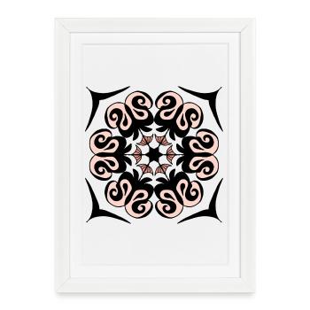 Flower Spiral Pink Circle Design - Framed poster (27 × 37 cm) - white - Front