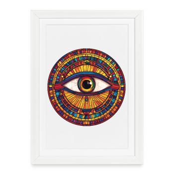 Rainbow Mosaic Eye - Framed poster (27 × 37 cm) - white - Front