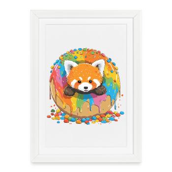 Rainbow Donut Fox - Framed poster (27 × 37 cm) - white - Front