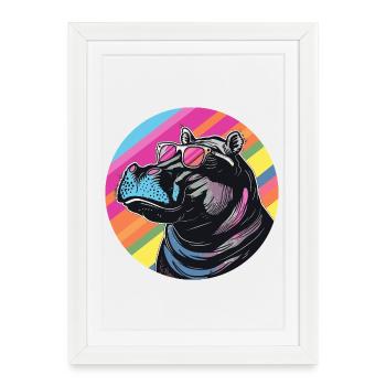 Lunettes de soleil Hippo Popart - Affiche encadrée (27 × 37 cm) - blanc - Devant