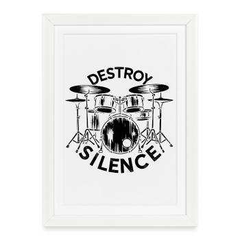 Destroy Silence Drummer - Framed poster (27 × 37 cm) - white - Front