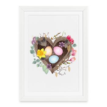 Heart-shaped nest with colorful Easter eggs - Framed poster (27 × 37 cm) - white - Front