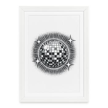 Disco Ball Party Retro 70s Gift Funny - Framed poster (27 × 37 cm) - white - Front