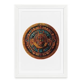 Aztec Sunstone Mandala - Framed poster (27 × 37 cm) - white - Front