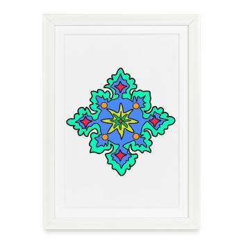 Geometric Mandala Star Pattern - Framed poster (27 × 37 cm) - white - Front