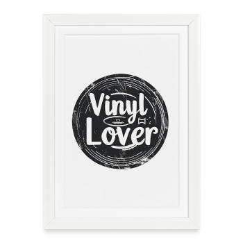 Vinyl Lover Design de musique vintage - Affiche encadrée (27 × 37 cm) - blanc - Devant