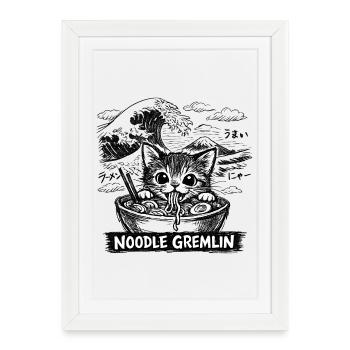 Anime Ramen de chat - Affiche encadrée (27 × 37 cm) - blanc - Devant