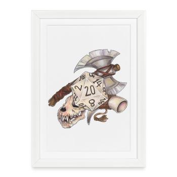 Role Playing Game Tabletop D20 Dice Gift Barbarian - Framed poster (27 × 37 cm) - white - Front
