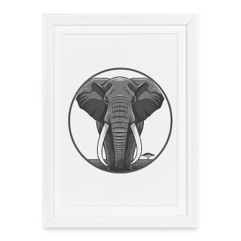 Elephant Head Circle Graphic - Framed poster (27 × 37 cm) - white - Front