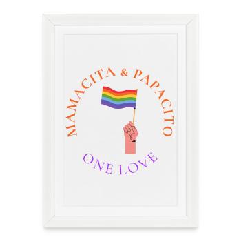 Un drapeau de la fierté d’amour Étreinte - Affiche encadrée (27 × 37 cm) - blanc - Devant