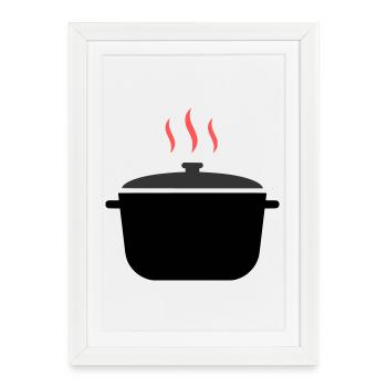 Cuisson à la vapeur dans une casserole - Affiche encadrée (27 × 37 cm) - blanc - Devant