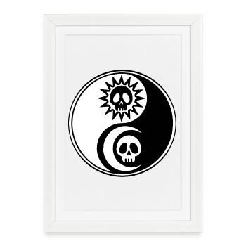 Soleil et lune yin et yang - Affiche encadrée (27 × 37 cm) - blanc - Devant