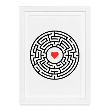 Labyrinthe du Labyrinthe Heart Maze - Affiche encadrée (27 × 37 cm) - blanc - Devant