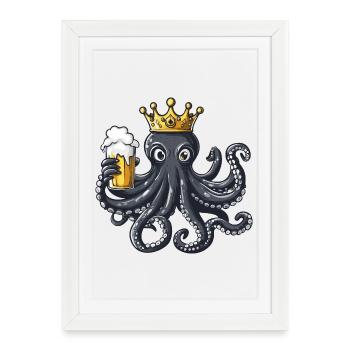 Roi de la bière Octopus - Affiche encadrée (27 × 37 cm) - blanc - Devant