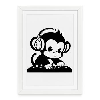 DJ singe avec des écouteurs - Affiche encadrée (27 × 37 cm) - blanc - Devant