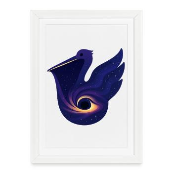 Cosmic Bird Heron Crane Stork - Framed poster (27 × 37 cm) - white - Front