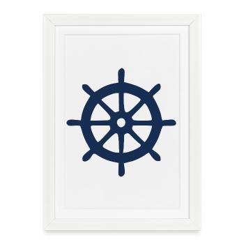 Gouvernail, navire, navigation de plaisance, voile, cadeau - Affiche encadrée (27 × 37 cm) - blanc - Devant