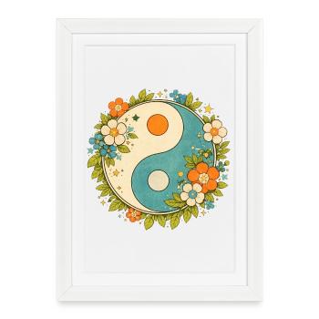 Floral Yin Yang Circle - Framed poster (27 × 37 cm) - white - Front