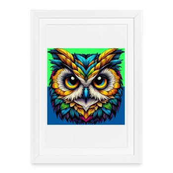 hibou - Affiche encadrée (27 × 37 cm) - blanc - Devant
