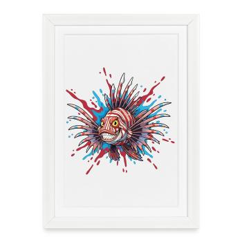 Poisson épineux avec un accent coloré - Affiche encadrée (27 × 37 cm) - blanc - Devant